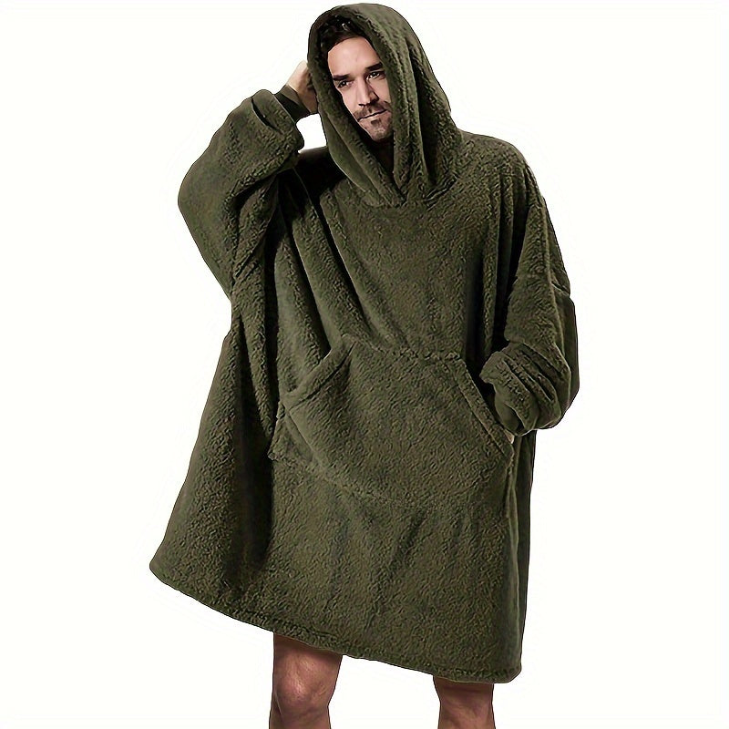 Wearable Blanket Hoodie | Double Sided Flannel Loungewear, Polyester, Multiple Colors