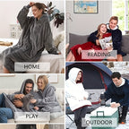 Wearable Blanket Hoodie | Oversized Sherpa Style, Polyester Flannel, Multiple Colors