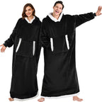 Wearable Blanket Robe | Extra Long Hooded Flannel Design, Polyester, Multiple Colors