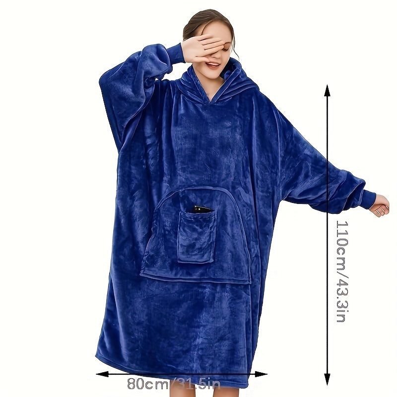 Wearable Blanket Hoodie | Oversized Sherpa Style, Polyester Flannel, Multiple Colors