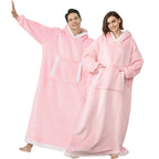 Wearable Blanket Robe | Extra Long Hooded Flannel Design, Polyester, Multiple Colors