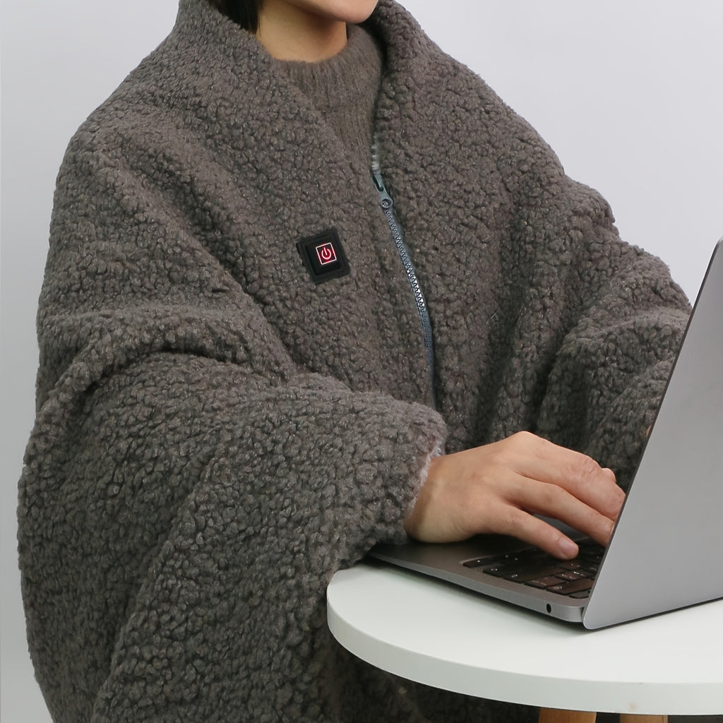 USB heated faux-fur blanket detail 7