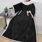 Wearable TV Blanket | Sleeves And Front Pocket, Polyester Flannel, Black Or Blue