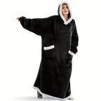 Wearable Blanket Hoodie | Long Hooded Sleeved Flannel, Polyester, Multiple Colors