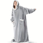 Wearable Blanket Hoodie | Long Hooded Sleeved Flannel, Polyester, Multiple Colors