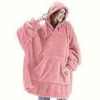 Wearable Blanket Hoodie | Double Sided Flannel Loungewear, Polyester, Multiple Colors
