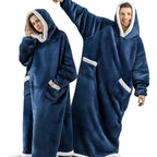 Wearable Blanket Robe | Extra Long Hooded Flannel With Vertical Pockets, Polyester