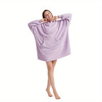 Wearable Blanket Hoodie | Double Sided Flannel Loungewear, Polyester, Multiple Colors
