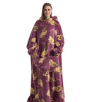 Wearable Blanket Hoodie | Printed Plush Design With Large Pocket, Polyester Flannel