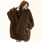 Wearable Blanket Hoodie | Double Sided Flannel Loungewear, Polyester, Multiple Colors