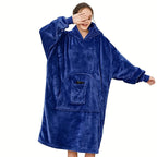 Wearable Blanket Hoodie | Oversized Sherpa Style, Polyester Flannel, Multiple Colors
