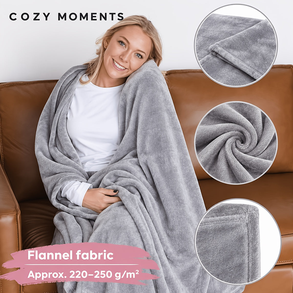Wearable Blanket | Long Flannel Design With Double Pockets, Polyester, Multiple Colors
