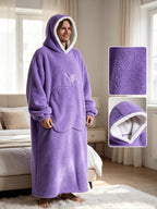 Wearable Blanket Hoodie | Oversized Hooded Polyester Knit, Multiple Colors