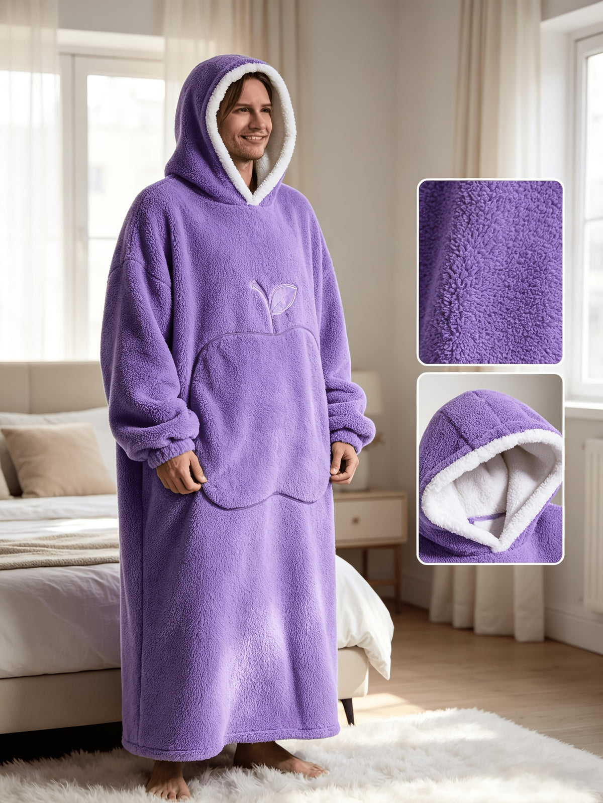 Wearable Blanket Hoodie | Oversized Hooded Polyester Knit, Multiple Colors