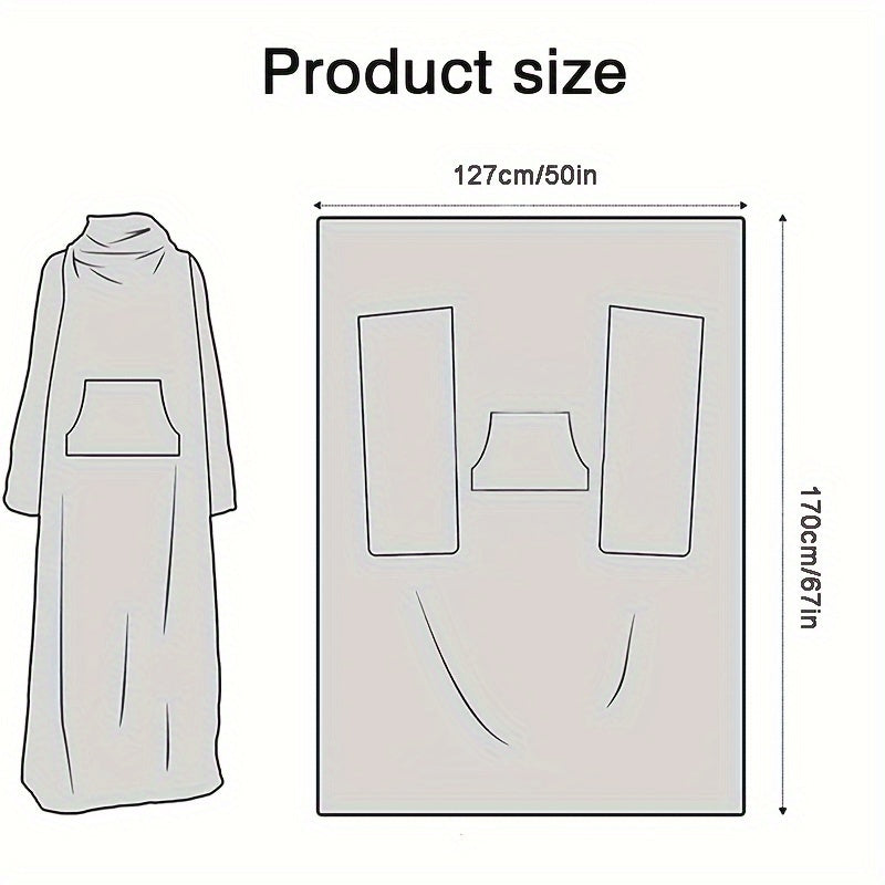Wearable TV Blanket | Sleeves And Front Pocket, Polyester Flannel, Black Or Blue