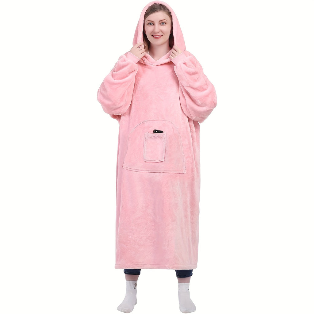 Wearable Blanket Hoodie | Oversized Sherpa Style, Polyester Flannel, Multiple Colors
