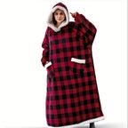 Wearable Blanket Hoodie | Long Hooded Sleeved Flannel, Polyester, Multiple Colors