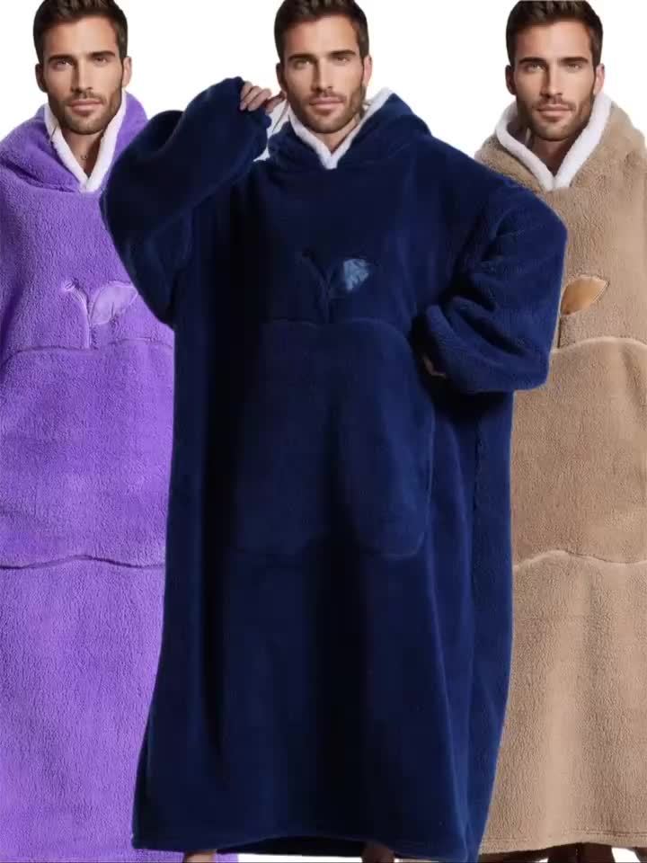 Wearable Blanket Hoodie | Oversized Hooded Polyester Knit, Multiple Colors