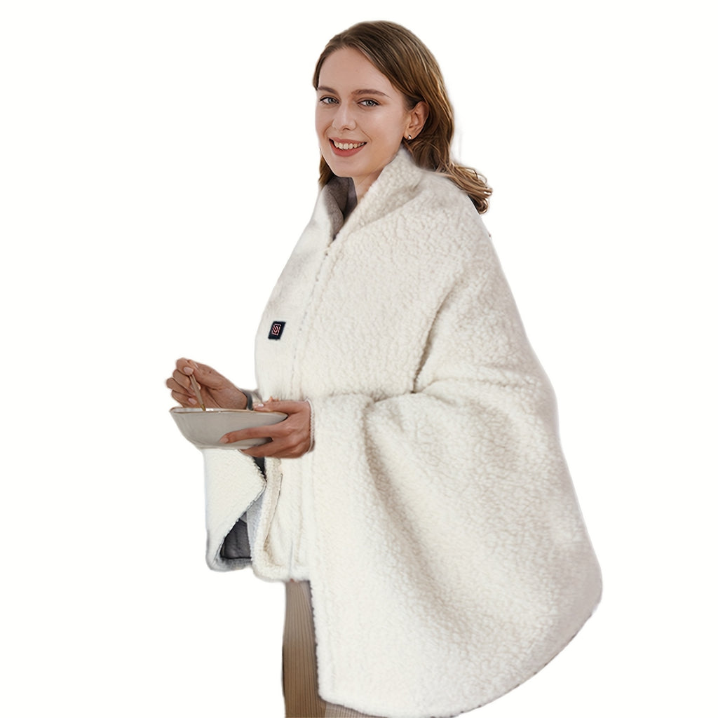 USB heated faux-fur blanket detail 1