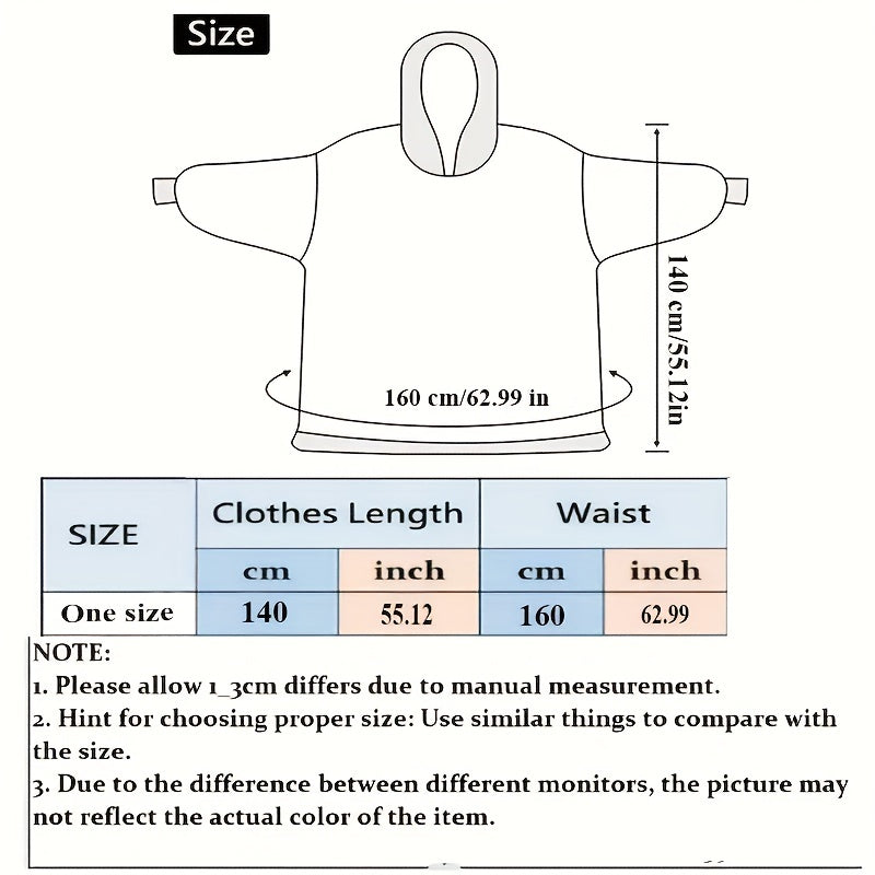 Wearable Blanket Hoodie | Printed Plush Design With Large Pocket, Polyester Flannel