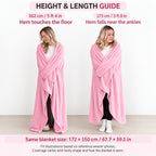 Wearable Blanket | Long Flannel Design With Double Pockets, Polyester, Multiple Colors