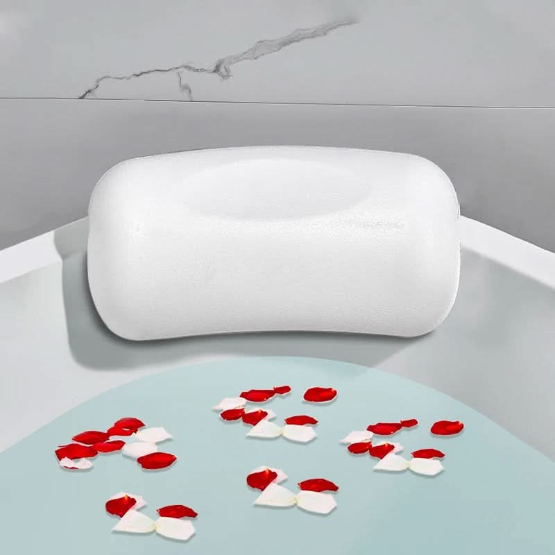 Ergonomic Bath Pillow | Nonslip Support, Cushioned Design, White Finish