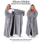 Wearable Blanket | Long Flannel Design With Double Pockets, Polyester, Multiple Colors