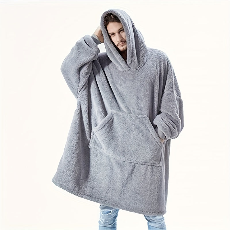Wearable Blanket Hoodie | Double Sided Flannel Loungewear, Polyester, Multiple Colors