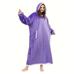 Wearable Blanket Hoodie | Long Hooded Sleeved Flannel, Polyester, Multiple Colors