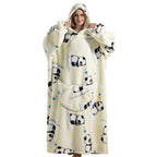 Wearable Blanket Hoodie | Printed Plush Design With Large Pocket, Polyester Flannel