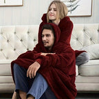 Wearable Blanket Hoodie | Double Sided Flannel Loungewear, Polyester, Multiple Colors