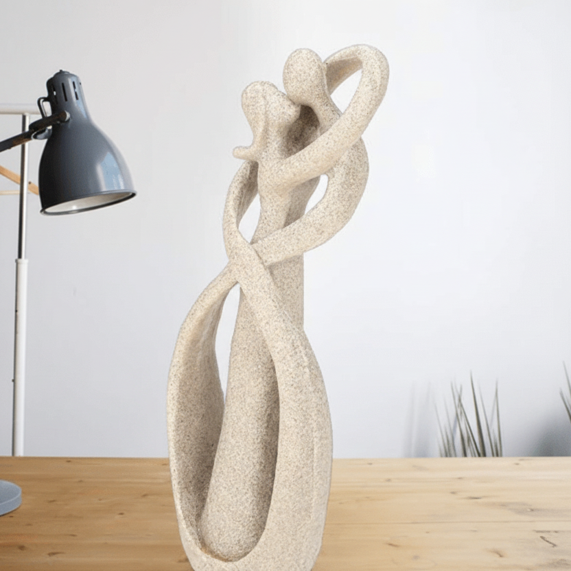 Abstract resin sculpture in a beige or white finish, product detail 3.