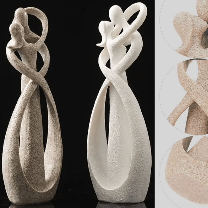 Abstract resin sculpture in a beige or white finish, product detail 4.