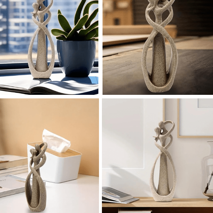 Abstract resin sculpture in a beige or white finish, product detail 6.
