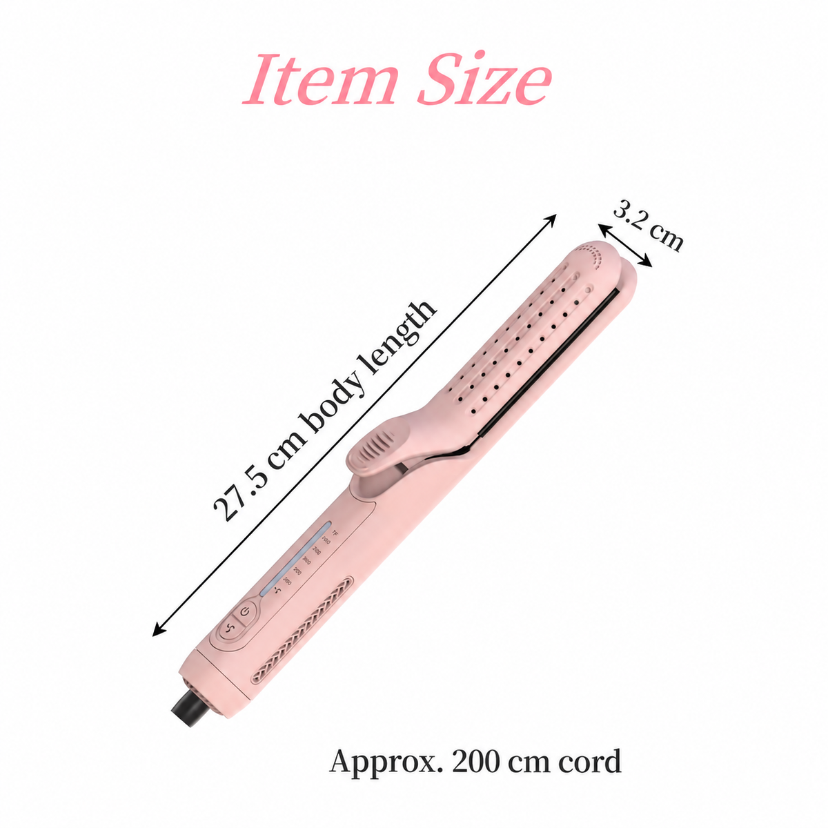 Pink airflow styler with the original body and cord dimension layout