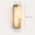 Wall sconce dimension graphic showing the fixture height, width, and side profile.