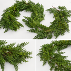 Artificial cypress garland collage showing foliage detail and the loose vine