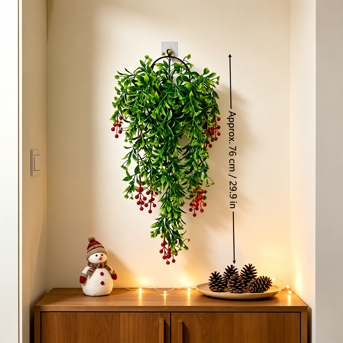 Hanging mistletoe swag size guide approximately seventy six centimeters long