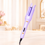 Purple hot air curler isolated from its original product image