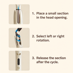 Automatic curler in the original three step instruction layout