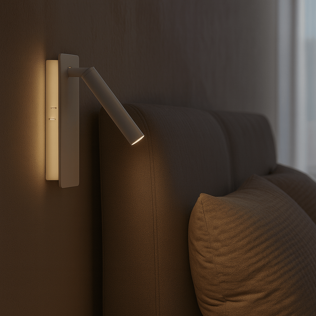 Adjustable LED Reading Light with rotatable bedside wall fixture — product image 1