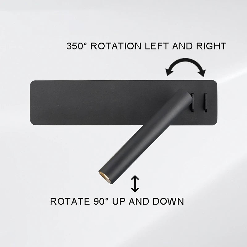 Adjustable LED Reading Light with rotatable bedside wall fixture — product image 6