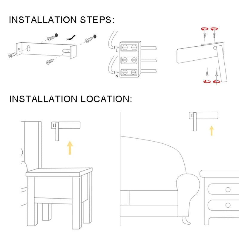Adjustable LED Reading Light with rotatable bedside wall fixture — product image 7
