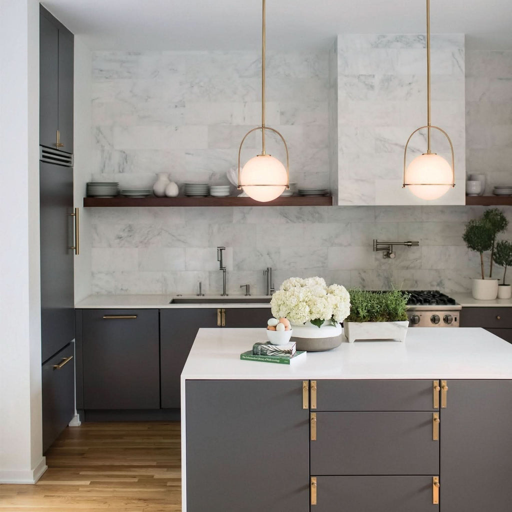 Opal Glass Pendant Light | Adjustable Dining Room Fixture - Pendant Light product view 3