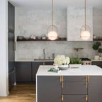 Opal Glass Pendant Light | Adjustable Dining Room Fixture - Pendant Light product view 3