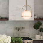 Opal Glass Pendant Light | Adjustable Dining Room Fixture - Pendant Light product view 1