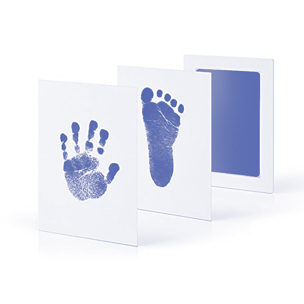 Baby handprint kit in light blue with matching hand and foot impressions