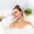 Bath Pillow | Ergonomic Neck Support, Quick Drying Mesh, White Finish — product image 3