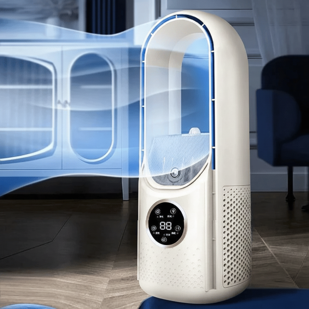 Bladeless Air Cooler | Oscillating Cooling, Compact Tower Design, White — product image 7