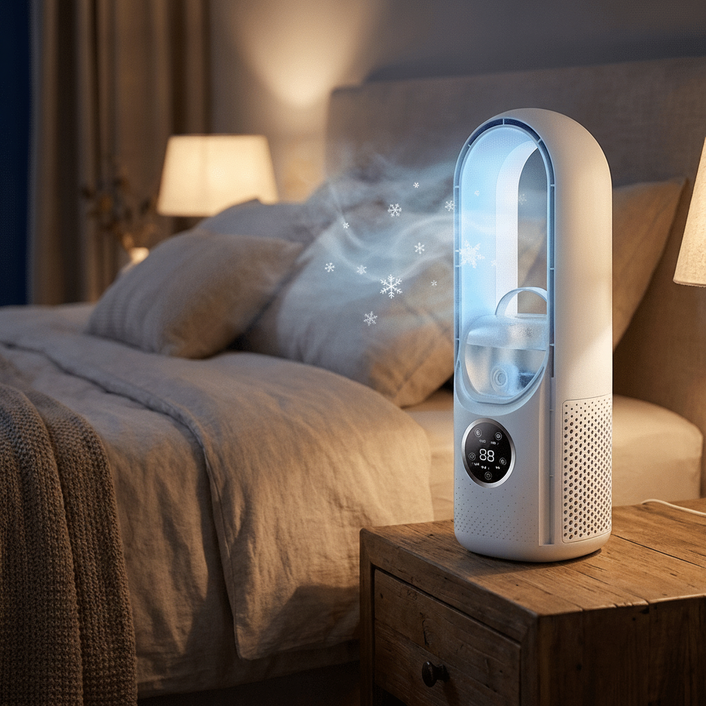 Bladeless Air Cooler | Oscillating Cooling, Compact Tower Design, White — product image 8